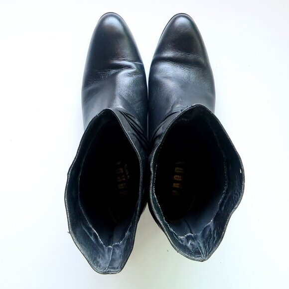 Hardy Black Leather Mid-Calf Western Hand Made Ankle Boots Block Heel Brazil 9.5 - Picture 15 of 16